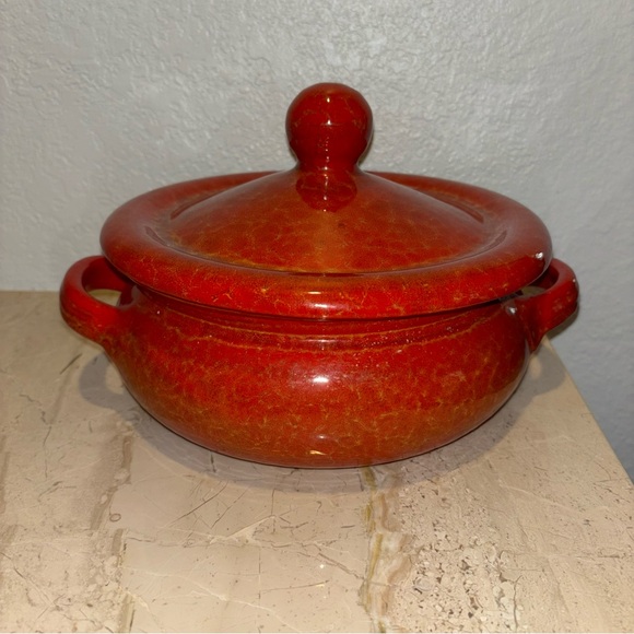 De Silva Italy Large Baking Casserole Dish Red Terracotta Pot with Lid - Picture 4 of 15
